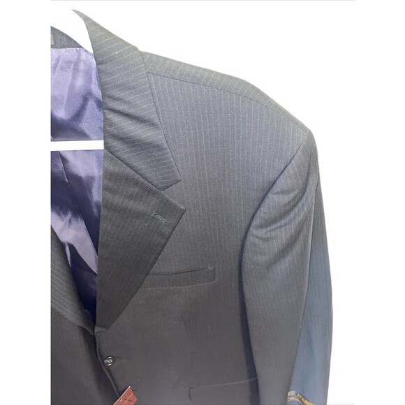 Albert Nippon Men’s Dress Blazer Size 46R Black Pinstripe Wool/Cashmere Blend - Picture 4 of 12